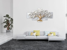 Obraz – Eleganckie drzewo życia 3D pełne kwiatów (125x70 cm)