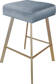 Hoker MAX krzesło barowe tkanina Welur podstawa metalowa : Kolor nogi - Złota profil, Kolor tkaniny - VELVET - BL06, Typ siedziska - Siedzisko stałe