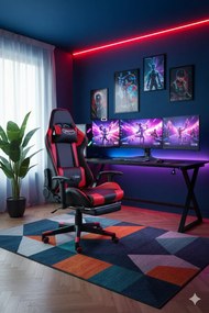 Czerwono-czarny fotel ergonomiczny dla gracza L6-R93