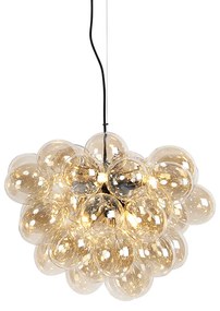 Designerska lampa wisząca czarna szkło bursztynowe 8-źródeł światła - Uvas ArtDeco Oswietlenie wewnetrzne