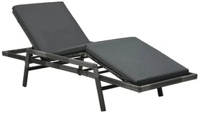 Szary fotel, leżak ogrodowy z poduszką MidelT4-K21