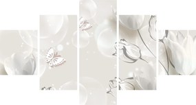 Obraz - Tulipany między bąbelkami (125x70 cm)