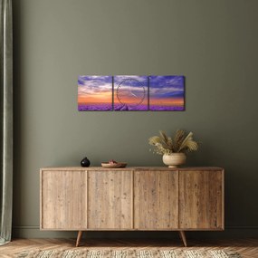 Obraz lawendowego pola (z zegarem) (90x30 cm)