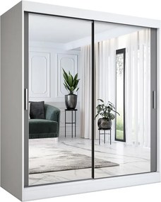 Szafa przesuwna z lustrem biel + antracyt 180 cm S8-E82