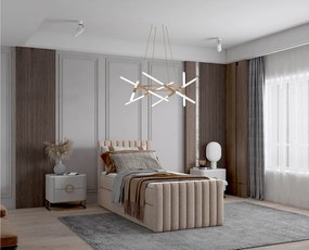 Łóżko kontynentalne boxspring DEMETER 90x200 cm  w tkaninie FLOW 2 beżowej