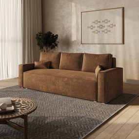 Masseno Sofa MENI z funkcją spania i pojemnikiem na pościel, Rozkładana sofa - Jasnobrązowy, LUMO 35