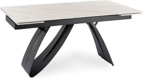 Zestaw Stół Rozkładany DEVON 160-220 cm Biały Marmur/Czarny i 4 Krzesła CITY Kremowe