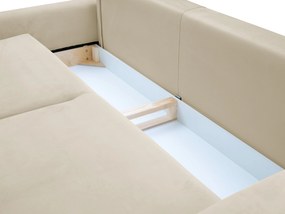 Masseno Sofa FILO z funkcją spania i pojemnikiem na pościel, Rozkładana sofa - Beżowy, VELLUTO 2