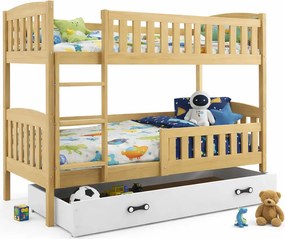 Piętrowe łóżko dla dzieci z białą szufladą 90x200 S2-H04