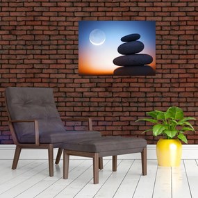 Obraz na szkle - ułożone kamienie jeden na drugim (70x50 cm)