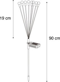 Stojąca lampa zewnętrzna czarna z LED z panelem słonecznym i kołkiem do ziemi - Fire Fly