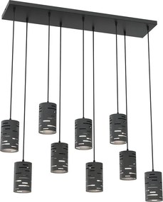 Czarna loftowa lampa z sześcioma kloszami - D150 L1-Z42