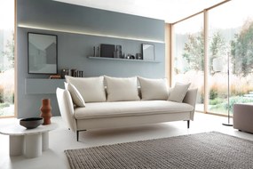 Masseno Sofa SOLE z funkcją spania i pojemnikiem na pościel, Rozkładana sofa - Kremowy, MEGAN 351