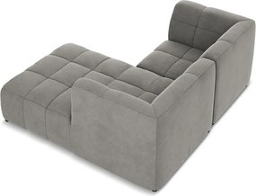 Szary aksamitny narożnik (prawostronny/z szezlongiem) Aloha – Makamii