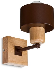 Brązowy kinkiet LED WD-BR10x10BU jednopunktowy z litego drewna