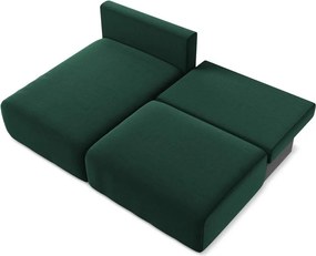Ciemnozielony aksamitny rozkładany/ze schowkiem narożnik (lewostronny/z szezlongiem) Kalena – Makamii