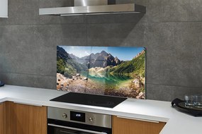 Panel szklany do Kuchni Szczyty Gór nad Lustrem Wody