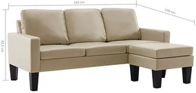 3-osobowa sofa z ekoskóry z podnóżkiem cappuccino - Lencor 4Q