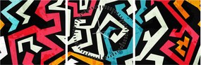 Obraz abstrakcji graficznej (z zegarem) (90x30 cm)