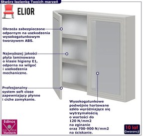 Kaszmirowa dwudrzwiowa szafka łazienkowa z lustrem - Zeya 5X