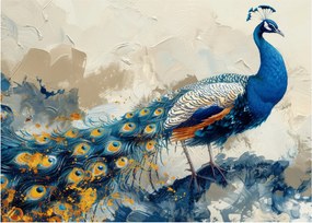 Obraz na szkle - Paw, malarstwo (70x50 cm)