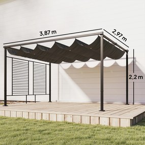 Outsunny Pergola 3,87 x 2,97 m z wysuwanym dachem, 2 panele prywatności, UV50+, ciemnoszara | Aosom PL