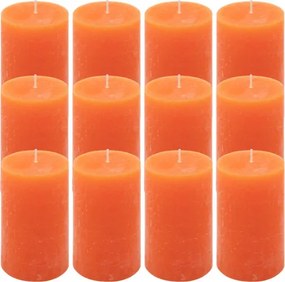 Rustykalne świece pomarańczowe 12 sztuk 6,8x11,5 cm