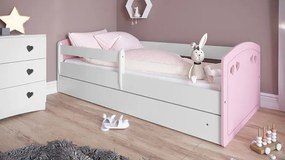 Łóżko dziecięce z barierką 80x180 pudrowy róż Z6-T77