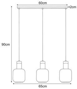 Potrójna wisząca grafitowa lampa T6-M01