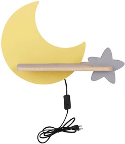 Ścienna żółto-szara lampka dziecięca z przewodem S6-K11