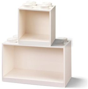 Zestaw 2 dziecięcych białych półek ściennych LEGO® Brick