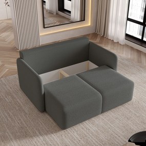 Masseno Sofa SUVI II z funkcją spania i pojemnikiem na pościel, Rozkładana sofa - Szary, QUELLE 92