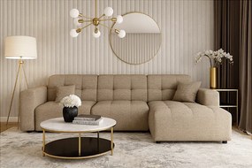 Narożnik  prawostronny  Bergamo A – tkanina Raven 30 beżowa, 284×166×70 cm