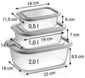 Tescoma Pojemniki do zamrażarki 4FOOD, 3 szt., 0,5 l, 1 l, 2 l