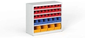 Regał z plastikowymi pojemnikami BASIC - 800 x 400 x 920 mm, 24xA, 6xB, 4xC