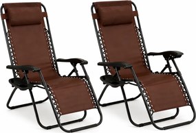 Zestaw 2 składanych leżaków ogrodowych Malibu TDC2502, kolor brązowy