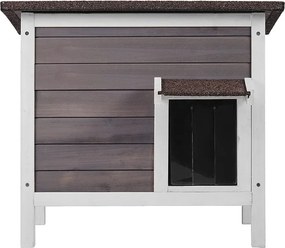 Domek dla Kota, SucceBuy Outdoor Cat Shelter - Drewniany Domek dla Dzikich Kotów z Dachem i Drzwiami Pokrytymi PVC