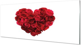 Szklany Panel Serce z Czerwonych Róż