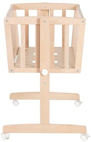 Kołyska z litego drewna bukowego na kółkach/z baldachimem 40x90 cm w naturalnym kolorze Adam and Owl – Roba