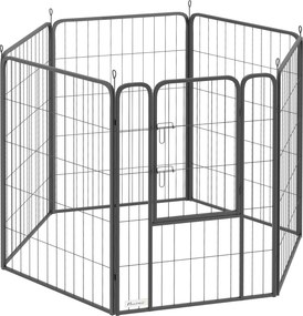 PawHut Wybieg dla psów z 6 panelami, solidny, z bezpiecznymi drzwiami, do użytku wewnątrz i na zewnątrz, do ogrodu, na kemping, 100 cm wysokości