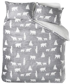 Szara pościel dwuosobowa z materiału sherpa 230x220 cm Cosy Polar Bear – Catherine Lansfield