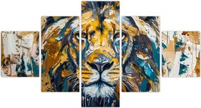 Obraz - Abstrakcyjny obraz olejny z lwem (125x70 cm)