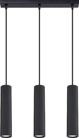 Lampa Wisząca Minimalistyczny Karbon, Aluminium - 3 Źródło - L.45 X H.98 Cm - Czarny