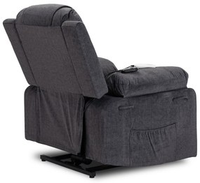 Fotel Masujący FENIX z Funkcją Wstawania Elektrycznie Rozkładany Ciemny Popiel Nowoczesny