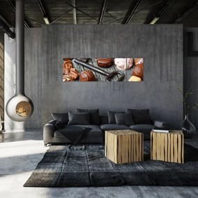 Obraz czekolady i kluczy (170x50 cm)