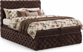 Brązowe łóżko tapicerowane z pojemnikiem 5 rozmiarów R5-T48