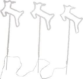 Zestaw 3 świątecznych reflektorów Biały Jeleń z LED i timerem IP44 - Shika