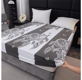 PrzytulneMieszkanie.pl Prześcieradło z mikropluszu TIRSO 160x200 cm szaro-białe