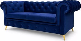 Sofa 2-osobowa z funkcją spania Chesterfield Prima - pikowana sofa do salonu w stylu glamour