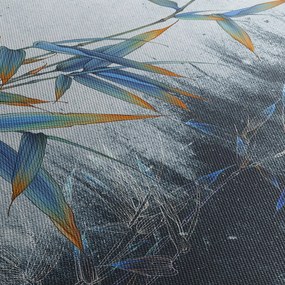 Obraz - Bambus na ścianie (z zegarem) (90x30 cm)